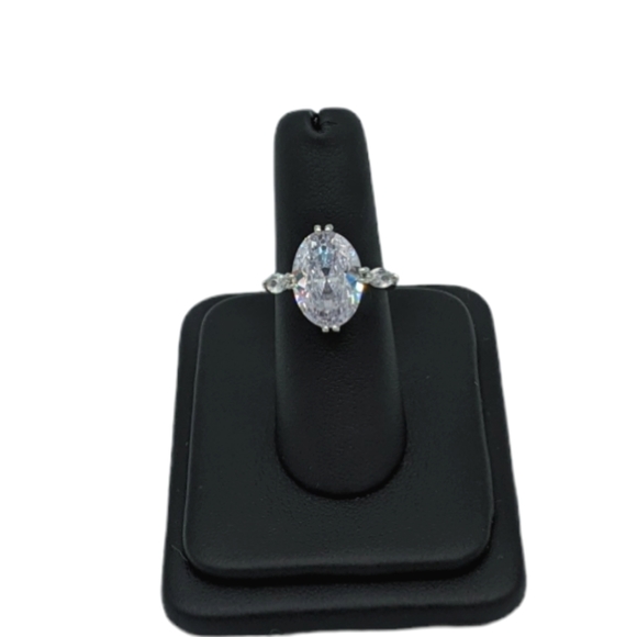 Large Oval Cut Diamond Alternative Solitaire - Picture 5 of 9